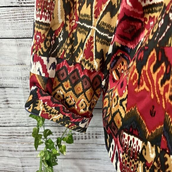 Norm Thompson Black Jacket size Extra Large Red Brown Aztec Western Stretch - Picture 10 of 16